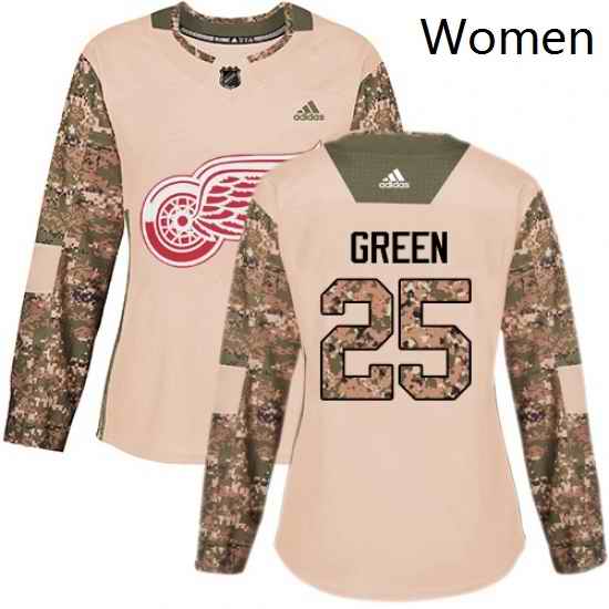 Womens Adidas Detroit Red Wings 25 Mike Green Authentic Camo Veterans Day Practice NHL Jersey